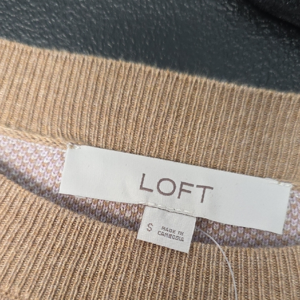 LOFT Women's Argyle Sweater - Cream, Tan, and Purple - Picture 4 of 5